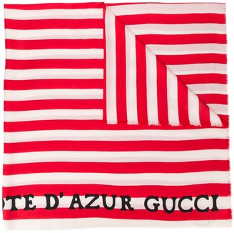 Gucci Striped Logo Print Scarf