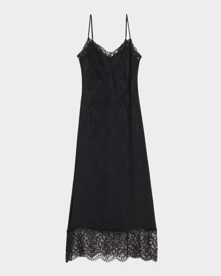 Floral Lace-Trim Slip Dress