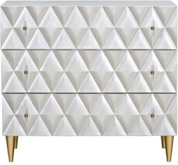 Everly Quinn Metallic Silver & Champagne Console With 3 Drawers - Modern Living Room And 3 Furniture Cabinet Contemporary Stylish For