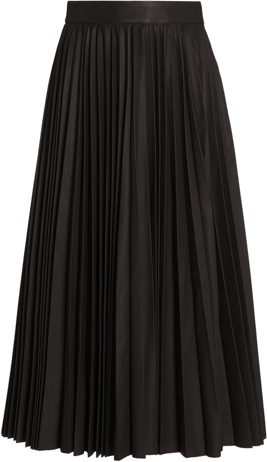 RED Valentino Women's Pleated Leather Midi Skirt - Black - Moda Operandi -  ShopStyle