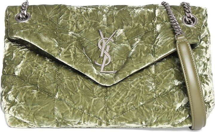 Niki Baby Velvet Shoulder Bag in Green - Saint Laurent