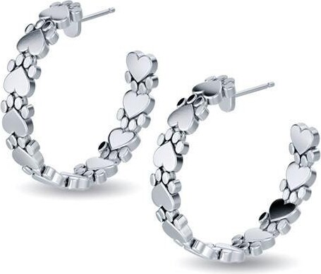 Paw Print Hoop Earrings in Sterling Silver For All The Dog, Cat & Pet Lovers