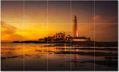 Picture-Tiles.com Lighthouse Photo 4.25'' x 4.25'' Satin Ceramic Decorative Mural