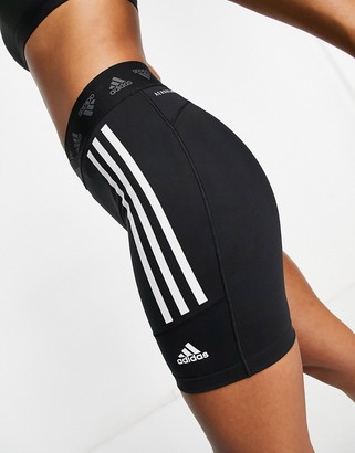 adidas Training 3 stripe booty shorts in black - ShopStyle