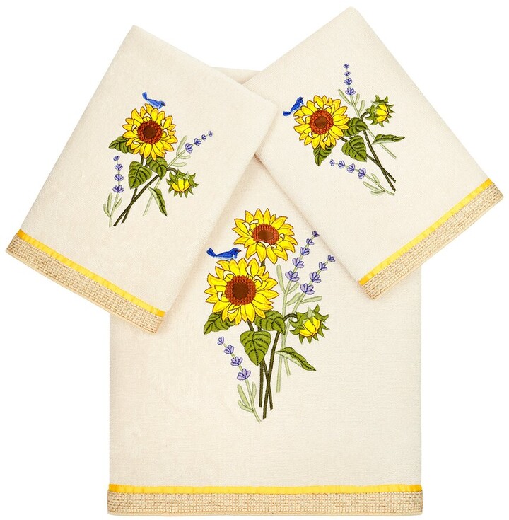 Linum Home Textiles Turkish Cotton Girasol 3pc Embellished Bath & Hand Towel Set