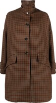 Check-Pattern Single-Breasted Coat 