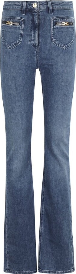 Elisabetta Franchi Logo Plaque Boot Cut Jeans