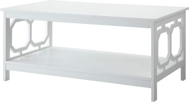 Omega 38.5 in. L White 17.75 in. H Rectangle MDF Coffee Table with Bottom Shelf