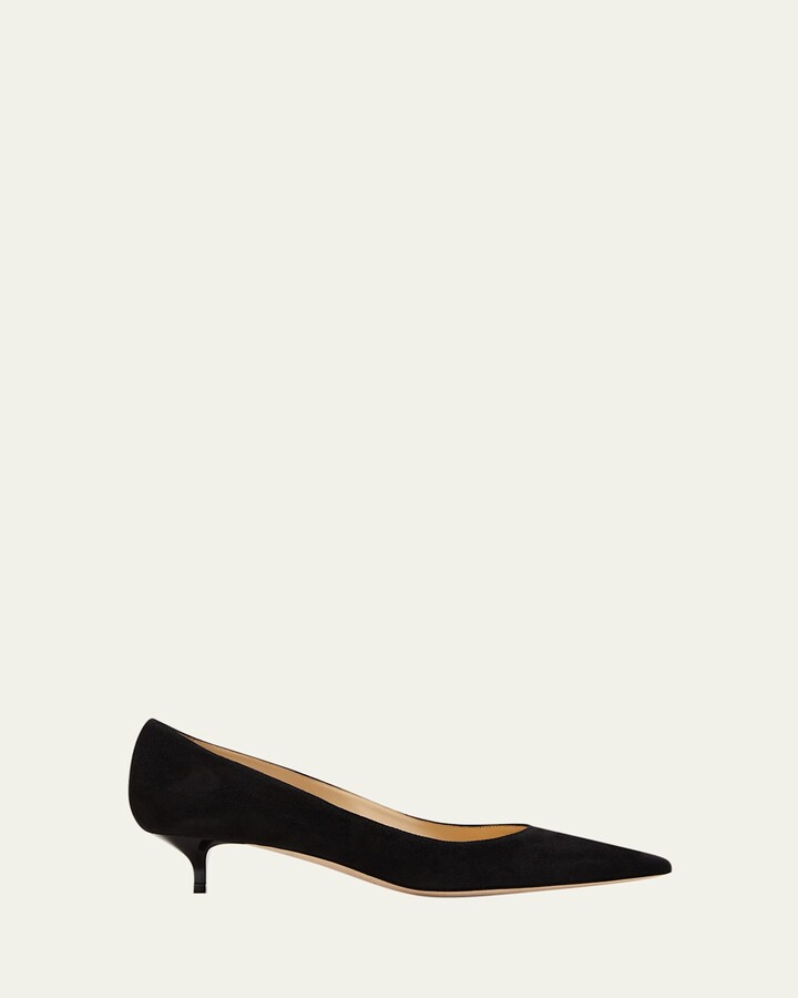 Jimmy Choo Amelia Suede Kitten-Heel Pumps, Black
