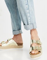 Thumbnail for your product : Steve Madden Annika double buckle flatform sandals in gold