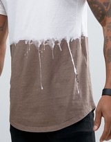 Thumbnail for your product : Religion Longline T-Shirt with Washed Dripping Paint Detail