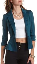 Thumbnail for your product : Charlotte Russe Single Button Knit Peplum Blazer