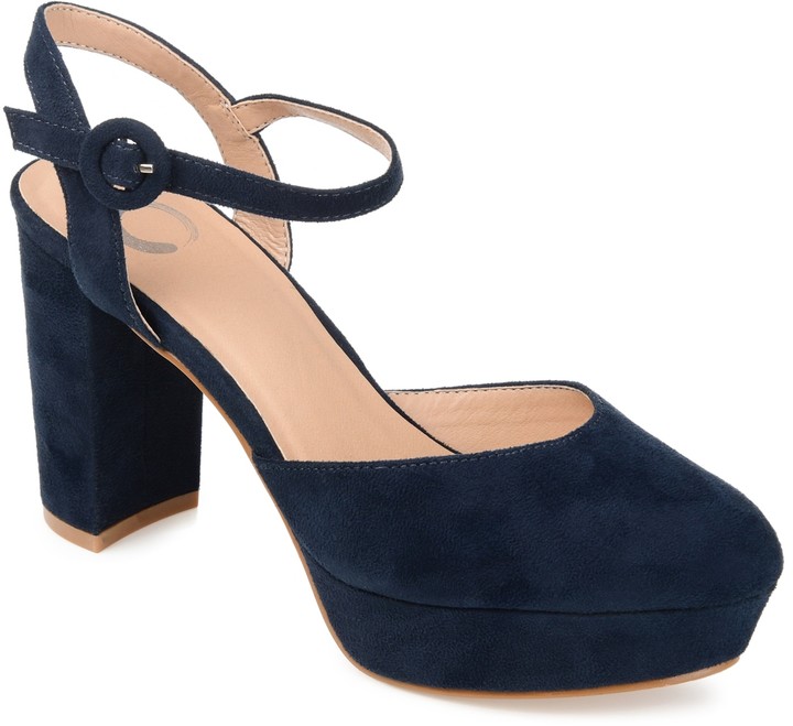 navy platform pumps