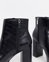 Thumbnail for your product : Stradivarius moc croc platform boots in black