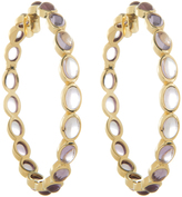 Thumbnail for your product : Emily and Ashley Gold Large Oval Stone Hoops, Pink Amethyst