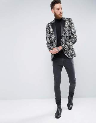 ASOS Skinny Suit Jacket in Black And White Design