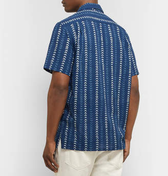 Freemans Sporting Club Camp-Collar Indigo-Dyed Printed Cotton Shirt