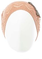 Thumbnail for your product : Charlotte Russe Beaded Diamante Applique Pointelle Beanie