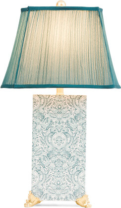 TJMAXX 25In Printed Metal Table Lamp With Pleated Shade, Gold