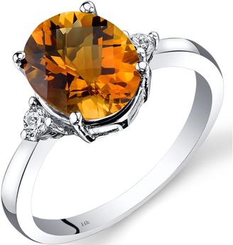 Ice 2 1/3 CT TW Genuine Citrine 14K White Gold 3-Stone Ring with Diamond Accents