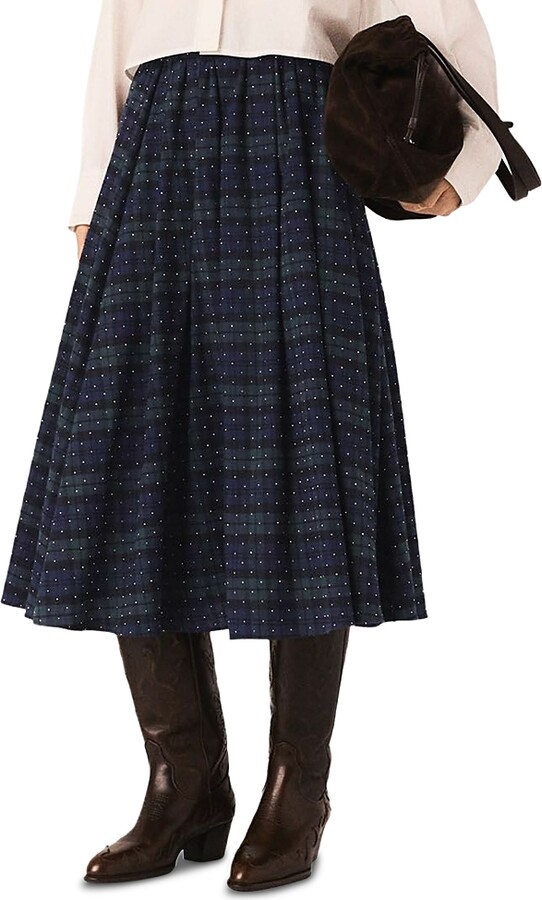 Maje Check Skirt with Rhinestones ShopStyle