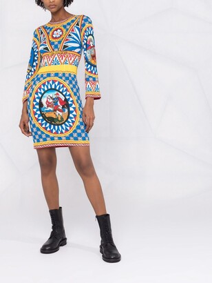 Dolce & Gabbana Graphic-Print Long-Sleeve Dress