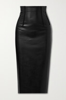 Vegan Leather Midi Skirt - Black 
