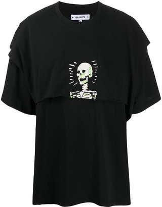 Salute skull-print layered T-shirt