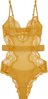 Thumbnail for your product : La Perla Ambra Leavers Lace And Stretch-tulle Bodysuit