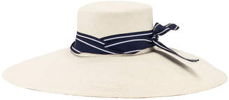 Sensi Long Brim Lamp Shape Cordovez Hat in White & Navy | FWRD