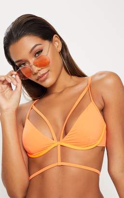PrettyLittleThing Orange Wired Harness Bikini Top