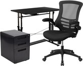 Thumbnail for your product : Lancaster Home Office Set-Adjustable Computer Desk, Ergonomic Mesh Office Chair, Filing Cabinet