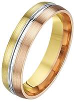Thumbnail for your product : Theia His & Hers 14ct Yellow White and Rose Gold Three-Tone 5mm Grooved Wedding Ring - Size T