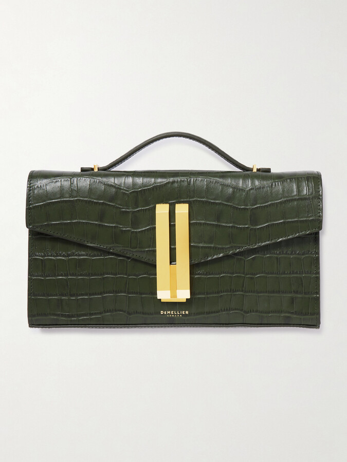 DeMellier The Vancouver Croc-effect Leather Clutch - Green