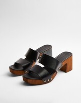 Thumbnail for your product : Topshop heeled clogs in black