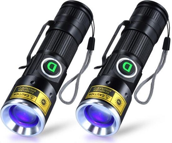 TUKO UV 365nm Black lights Flashlights USB Rechargeable, Wood's Lamp Ultraviolet LED Portable Mini, blacklight for cat urine detection Dry Stains,...