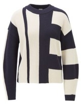 Thumbnail for your product : HUGO BOSS Relaxed-fit sweater in colour-block cotton with silk