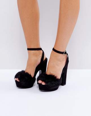 Call it SPRING Aceliwiel Faux Fur Platform Sandals