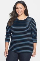 Thumbnail for your product : Sejour Stripe Jersey Tee (Plus Size)