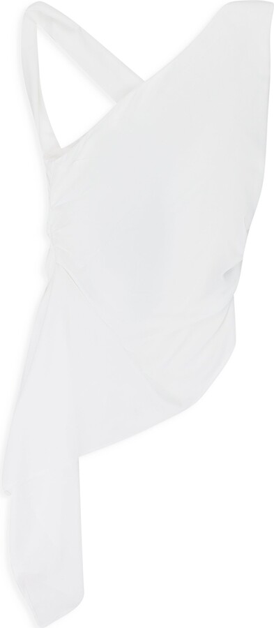 Rhude White Asymmetrical Draped Blouse