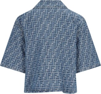 Fendi 'ff' Chambray Denim Crop Zip Jacket - ShopStyle