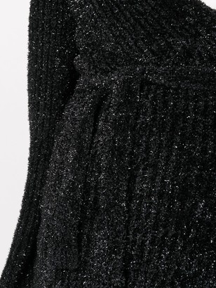 Emporio Armani Sparkle-Embellished Ribbed-Knit Wrap Cardigan