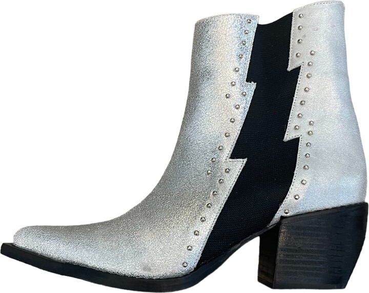 Women's Black / Silver Any Old Iron The Lightning Bolt Boots ShopStyle