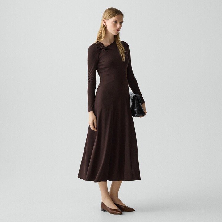 Twist Neck Dress in Crepe Jersey