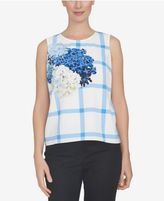 Thumbnail for your product : CeCe Plaid Floral-Print Shell