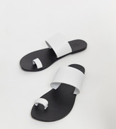 Thumbnail for your product : ASOS DESIGN Wide Fit Faro leather toe loop flat sandals