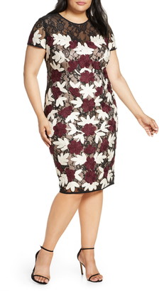 JS Collections Floral Two-Tone Embroidered Dress
