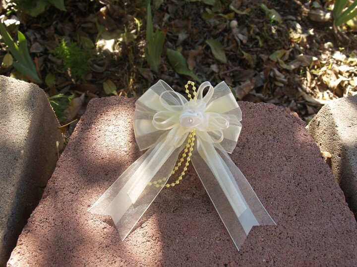 Etsy Girls Yellow Hair Bow Organza, Pearls & Satin Ribbon #011 For Pony Tails With Metal Barrette, Birthday Gift, Yellow Outfit, Organza