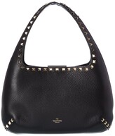 Thumbnail for your product : Valentino Rockstud Small Grainy Leather Hobo Bag