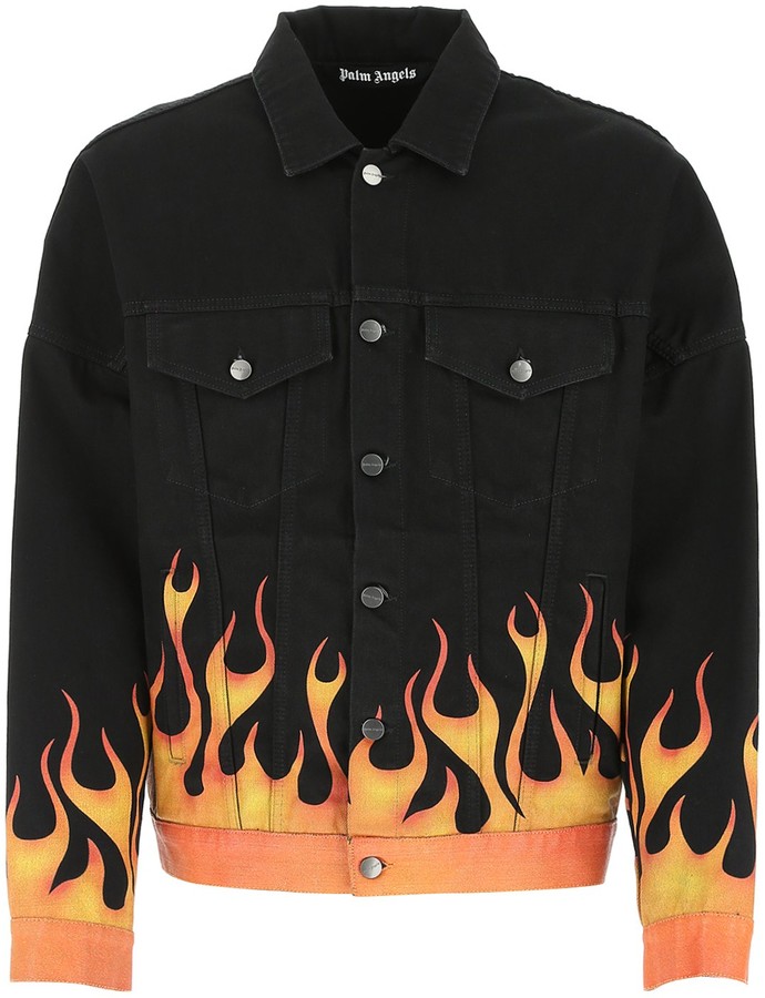 Palm Angels Flames Denim Jacket - ShopStyle